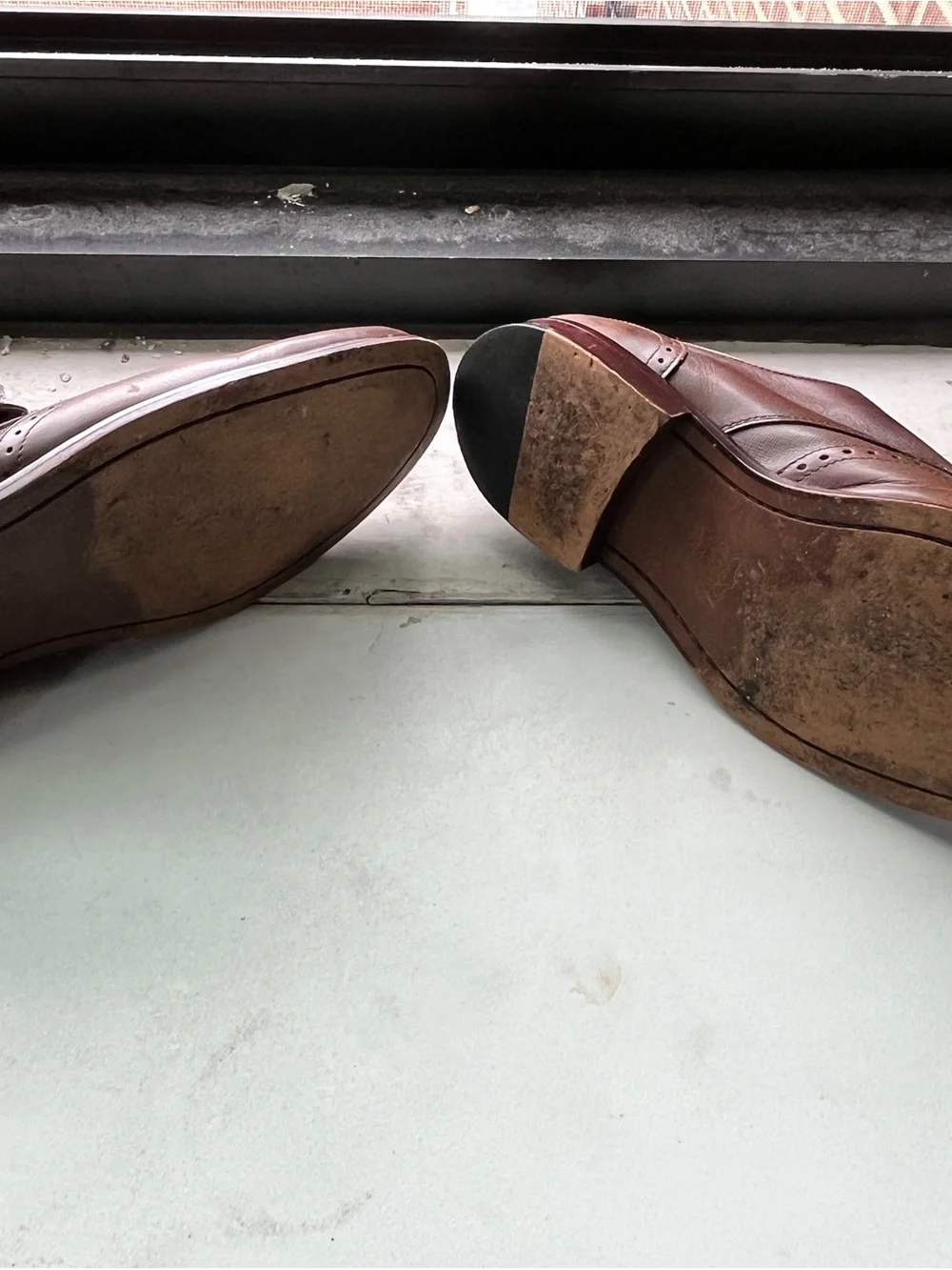 Joseph Abboud Brown Leather Single Monk Strap Brogue Oxfords